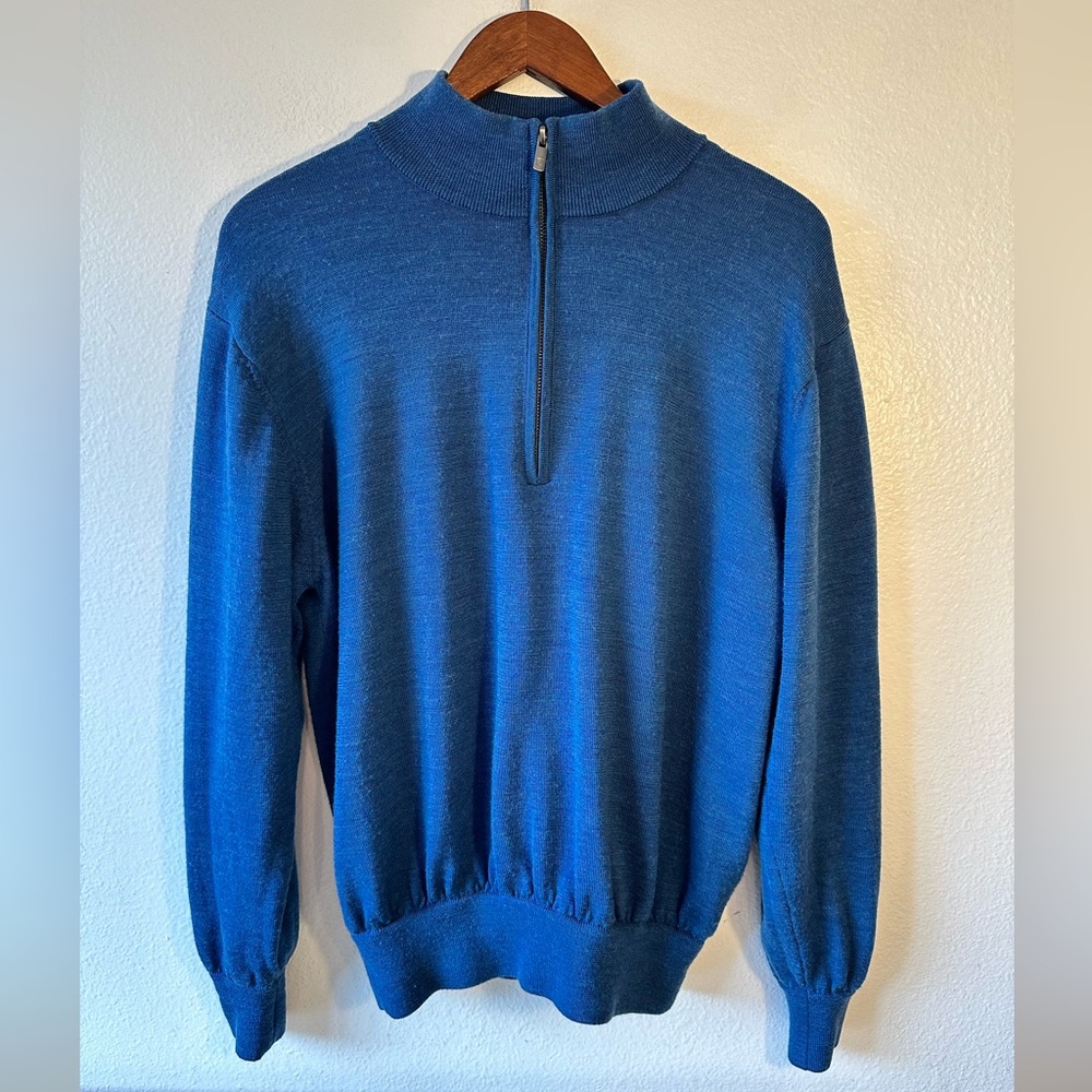 Footjoy Blue 1/4 Zip Sweater With Windbreaker Lining Size Medium